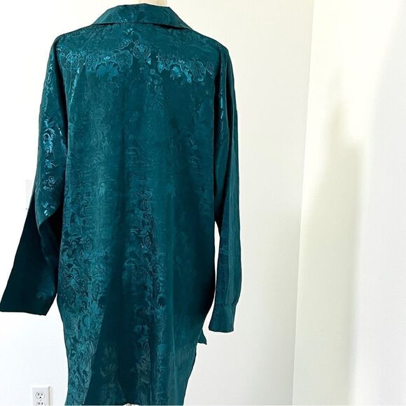 Vintage Victoria’s Secret Gold Label Dark Teal Jacquard Sleep Shirt Gown M/L - Picture 9 of 13